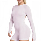 Halo Open-Back Long-Sleeve One-Piece