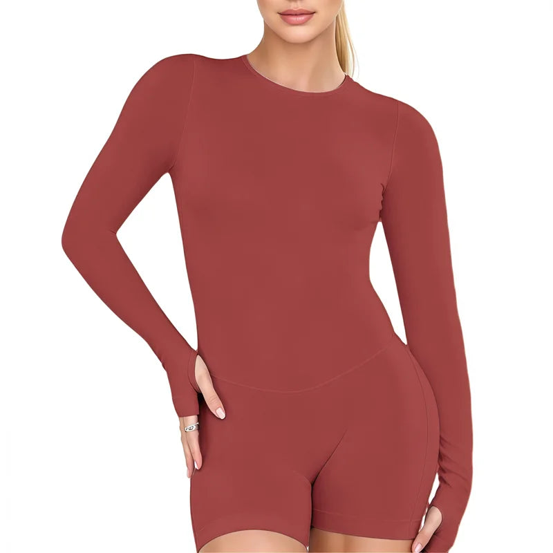 Halo Open-Back Long-Sleeve One-Piece