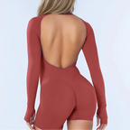 Halo Open-Back Long-Sleeve One-Piece