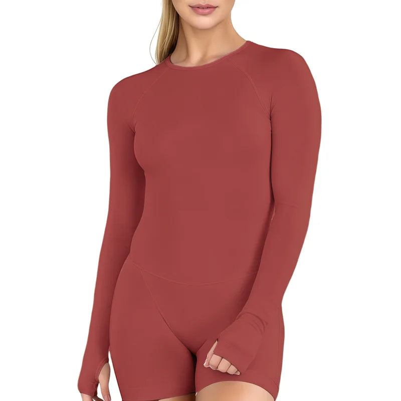 Halo Open-Back Long-Sleeve One-Piece