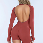 Halo Open-Back Long-Sleeve One-Piece